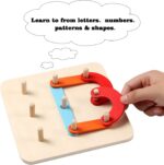 Joc Geoboard Puzzle educativ Litere Cifre Forme Stem