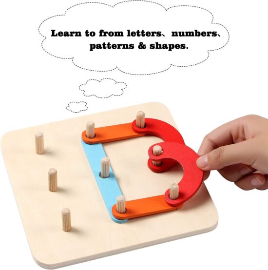 Joc Geoboard Puzzle educativ Litere Cifre Forme Stem