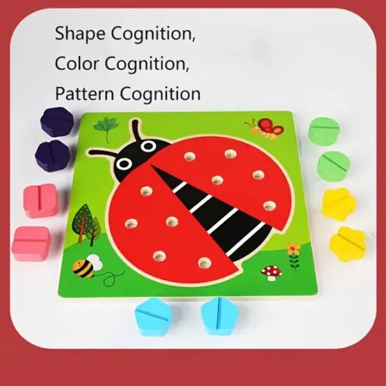 Joc Montessori Asociere Buburuza cu suruburi colorate