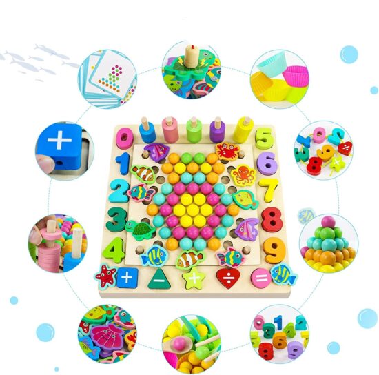 Joc educativ Montessori Matematic Fishing Game 6in1