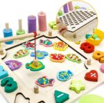 Joc educativ Montessori Matematic Fishing Game 6in1
