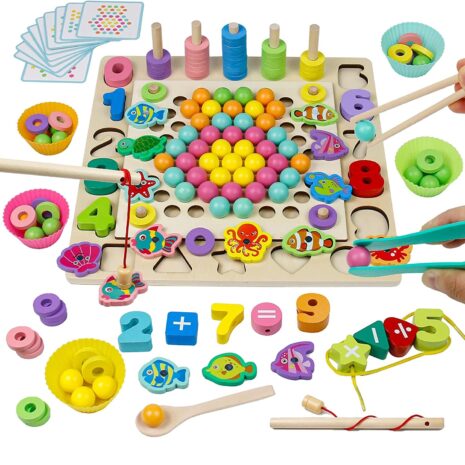 Joc educativ Montessori Matematic Fishing Game 6in1