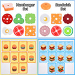 Joc educativ Stivuire Sandwich sau Hamburger lemn