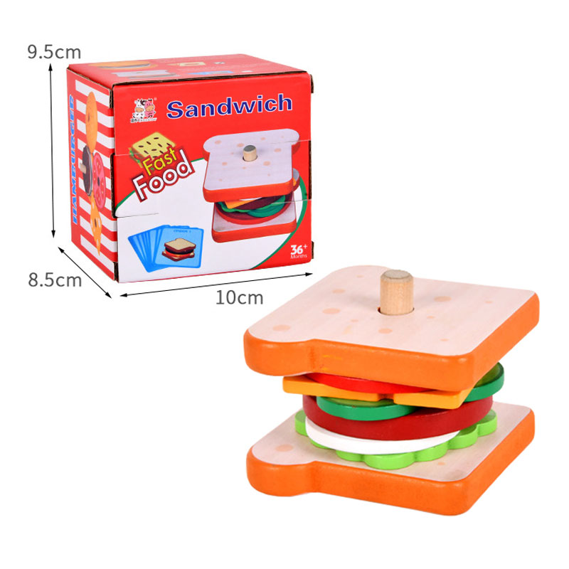 Joc educativ Stivuire Sandwich sau Hamburger lemn