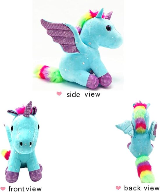 Jucarie plus Unicorn Par Curcubeu si Aripi Ponei 20 cm