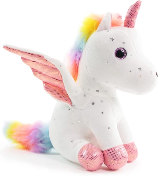 Jucarie plus Unicorn Par Curcubeu si Aripi Ponei 20 cm