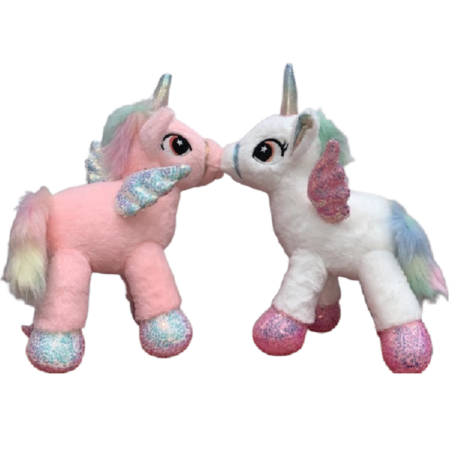 Jucarie plus Unicorn cu Paiete si Aripi Ponei 35 cm