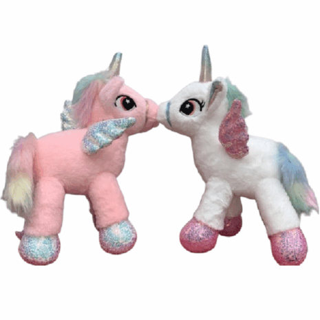 Jucarie plus Unicorn cu Paiete si Aripi Ponei 35 cm