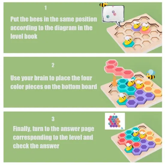Joc logic din lemn Albinutele in Fagure Bee Game