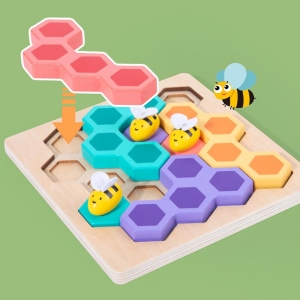 Joc logic din lemn Albinutele in Fagure Bee Game