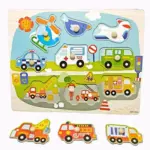 Puzzle incastru cu butoni Elicopter Vehicule mari lemn