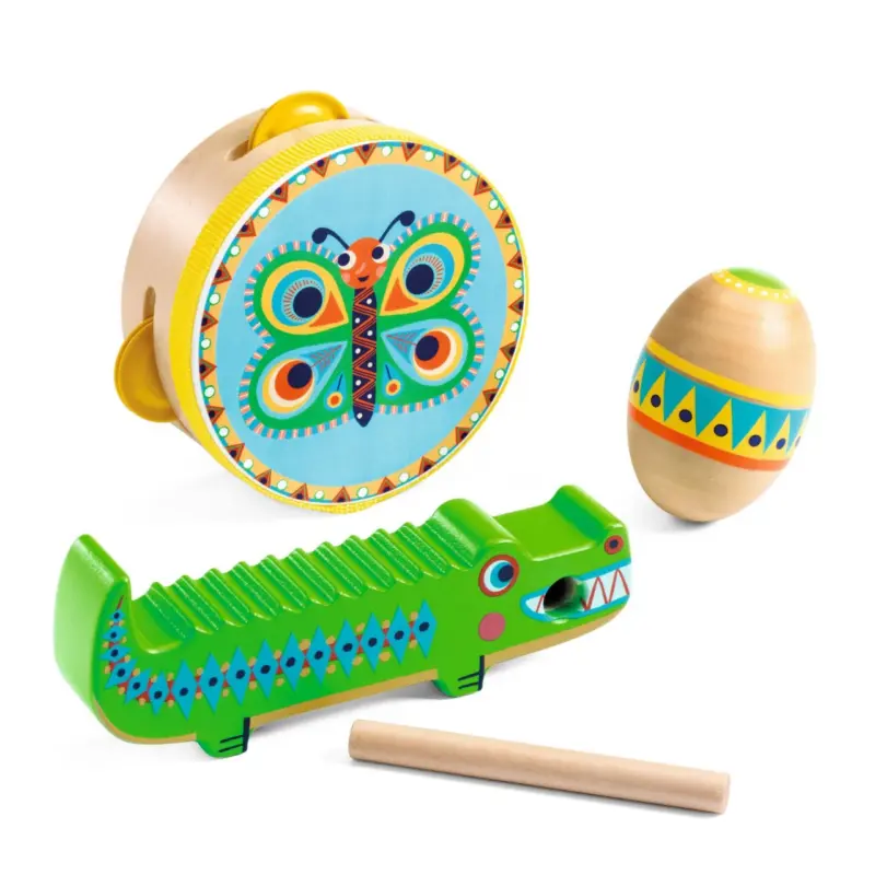 Set Instrumente Muzicale de Percutie din lemn Djeco Set Instrumente Muzicale de Percutie din lemn Djeco
