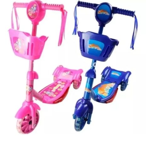 Trotineta 3 roti cu Lumini si Cosulet pentru transport