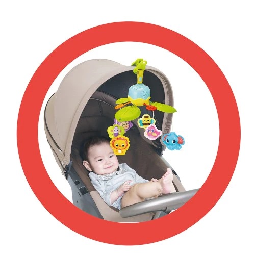 Carusel muzical rotativ bebe cu Animalute Portabil