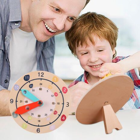 Ceas Analog si Digital lemn Jucarie educativa Timpul
