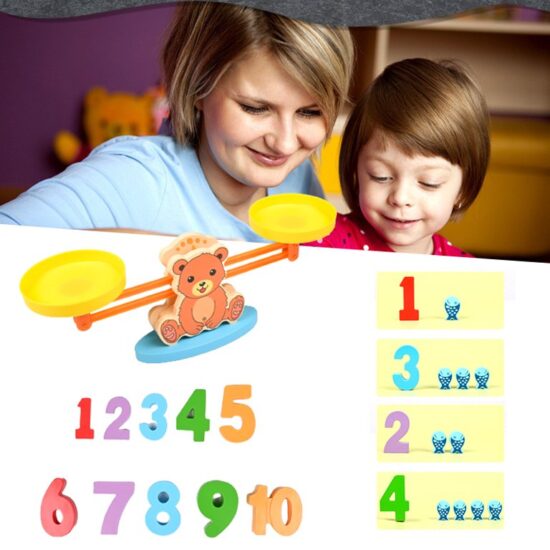 Joc Montessori Balanta Ursulet Logaritmica din lemn