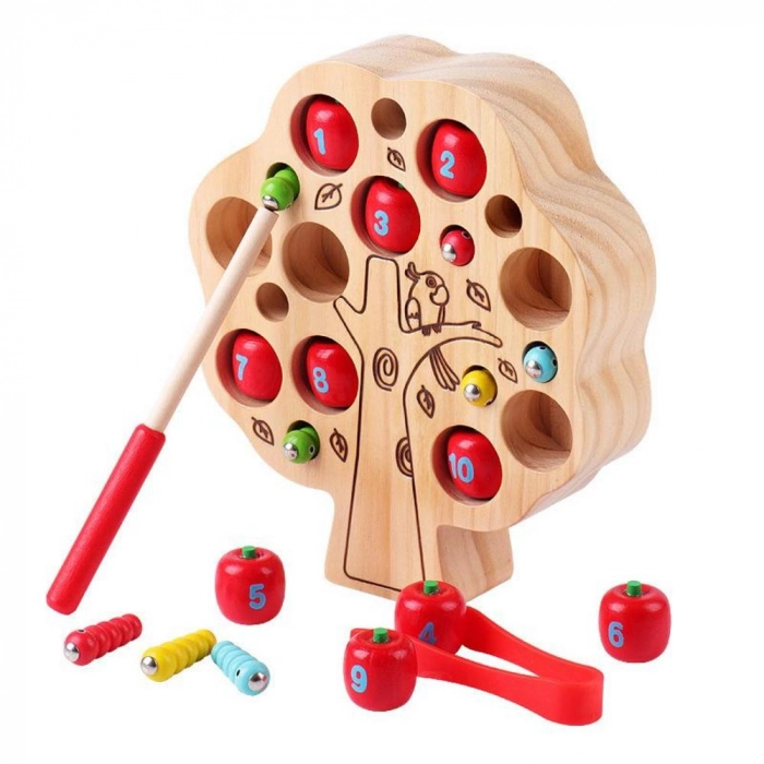 Joc Montessori Copacul cu mere numerotate Pescuit