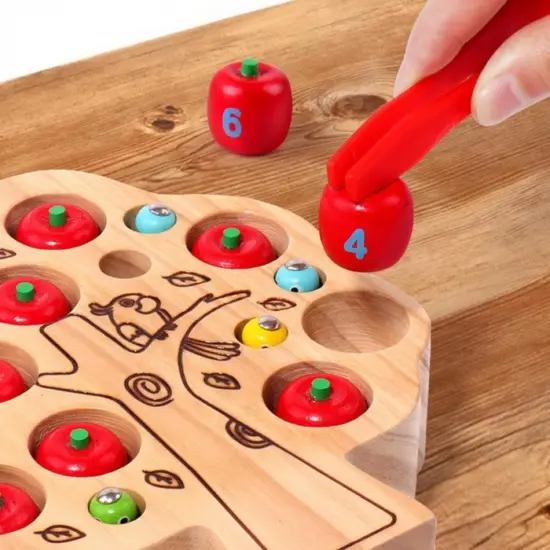 Joc Montessori Copacul cu mere numerotate Pescuit