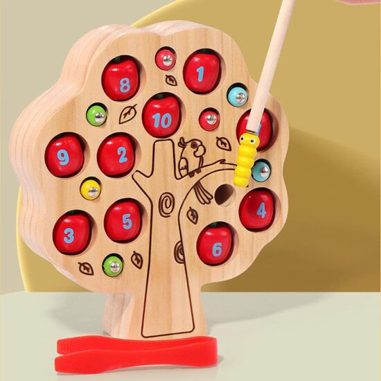 Joc Montessori Copacul cu mere numerotate Pescuit
