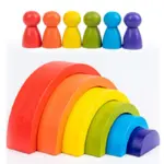 Jucarii stivuire Curcubeu 6 Semicercuri 6 Pioni Rainbow