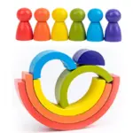 Jucarii stivuire Curcubeu 6 Semicercuri 6 Pioni Rainbow