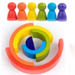 Jucarii stivuire Curcubeu 6 Semicercuri 6 Pioni Rainbow