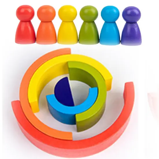 Jucarii stivuire Curcubeu 6 Semicercuri 6 Pioni Rainbow