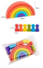Jucarii stivuire Curcubeu 6 Semicercuri 6 Pioni Rainbow