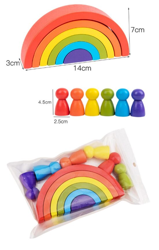 Jucarii stivuire Curcubeu 6 Semicercuri 6 Pioni Rainbow