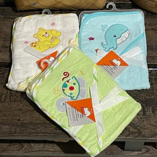 Prosop de baie cu Gluga Animalute brodate bebelusi