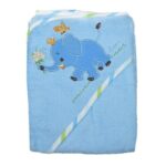 Prosop de baie cu Gluga Elefantul bleu brodat bebelusi