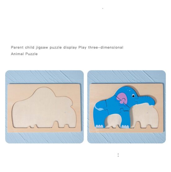 Puzzle 3D lemn Animale cu pui Piese groase copii mama si copiii
