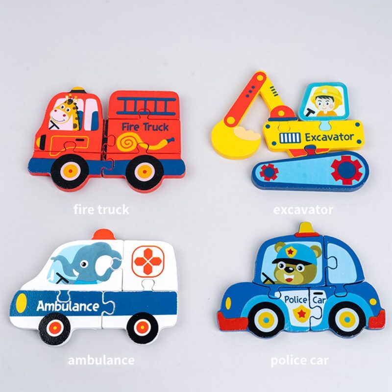 Puzzle lemn Mijloace de transport Jucarii vehicule copii