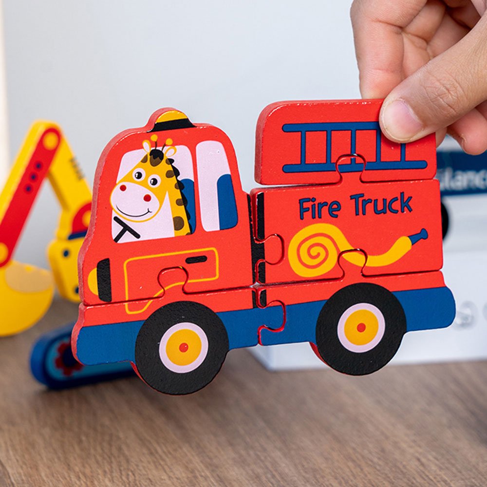 Puzzle lemn Mijloace de transport Jucarii vehicule copii