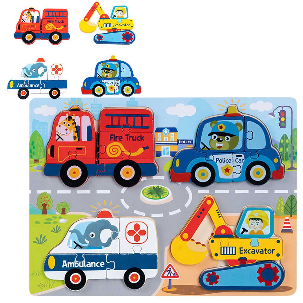 Puzzle lemn Mijloace de transport Jucarii vehicule copii