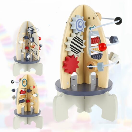 Racheta Montessori Joc motric cu Labirint Busy Board Racheta Montessori Joc motric cu Labirint Busy Board