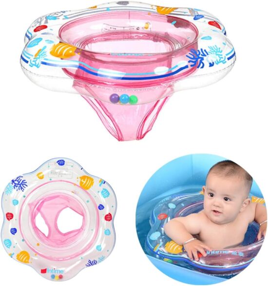 Colac cu chilotel de inotat Roz pentru bebelusi tip Scaunel