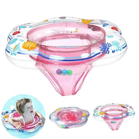 Colac cu chilotel de inotat Roz pentru bebelusi tip Scaunel