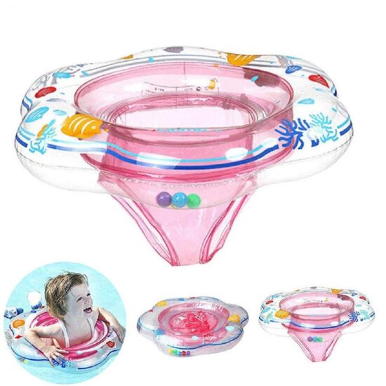 Colac cu chilotel de inotat Roz pentru bebelusi tip Scaunel