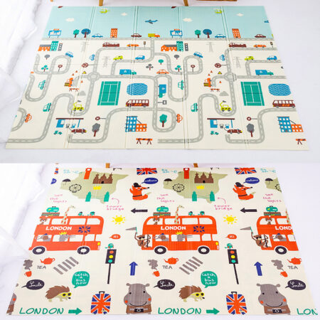 Covor joaca pliabil XPE Autobuz cu 2 fete 180x200 cm