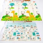 Covor joaca pliabil XPE Girafa cu 2 fete 180 x 200 cm