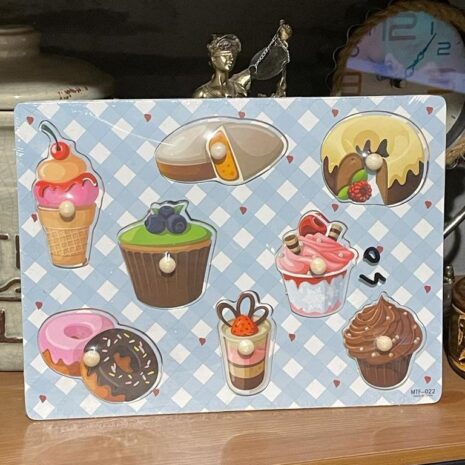 Puzzle incastru Dulciuri copii cu butoni din lemn