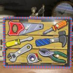 Puzzle incastru Scule Instrumente cu butoni din lemn