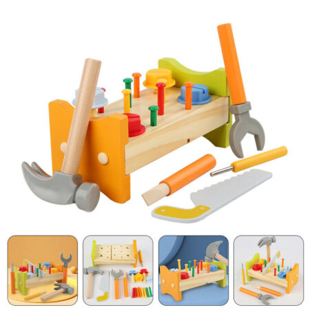 Jucarie lemn Banc scule cu suruburi Puzzle