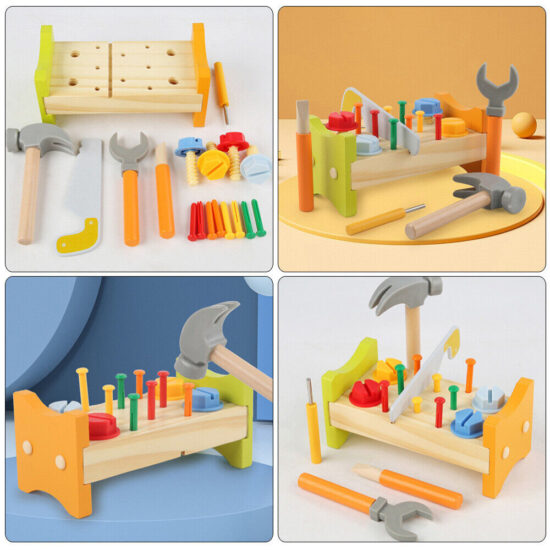 Jucarie lemn Banc scule cu suruburi Puzzle