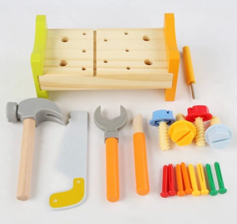 Jucarie lemn Banc scule cu suruburi Puzzle