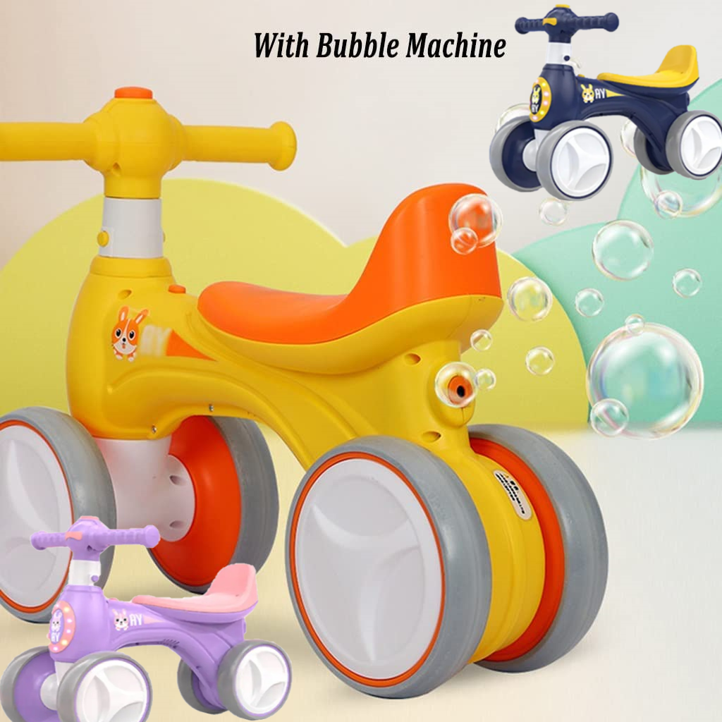 Bicicleta copii fara Pedale cu Muzica si Baloane 4 Roti