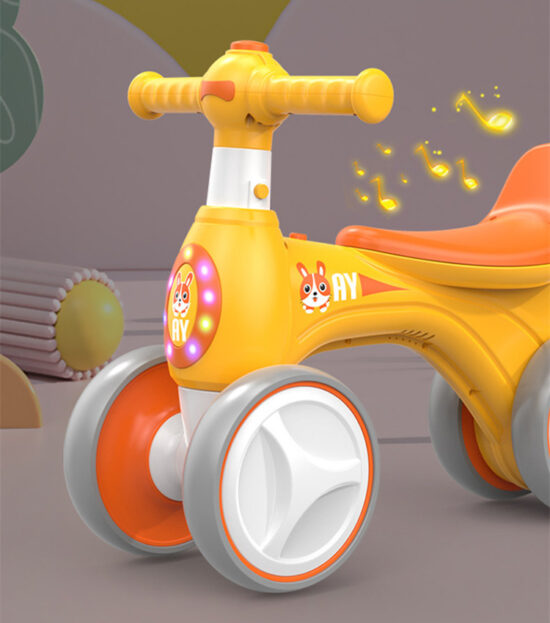 Bicicleta copii fara Pedale cu Muzica si Baloane 4 Roti