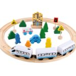 Circuit cu Tren electric Oraselul tip Puzzle din lemn