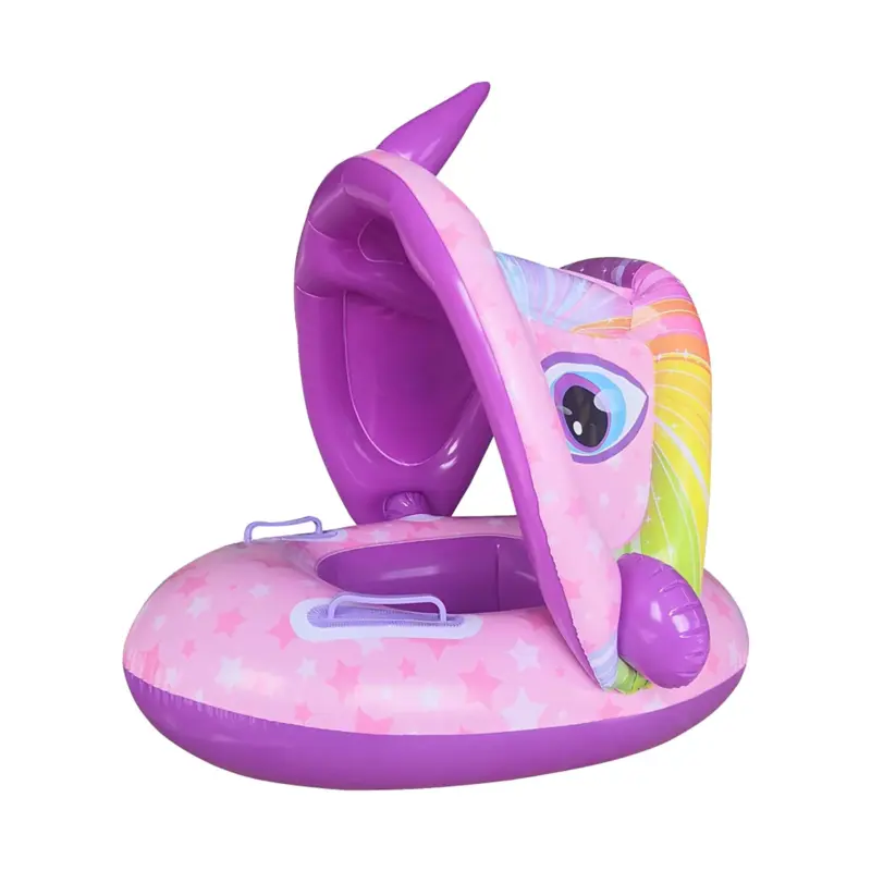 Colac gonflabil copii cu chilotel si parasolar Unicornul Mov
